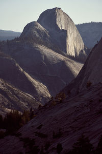 Scenic view of half dome at sunset in yosemite national park