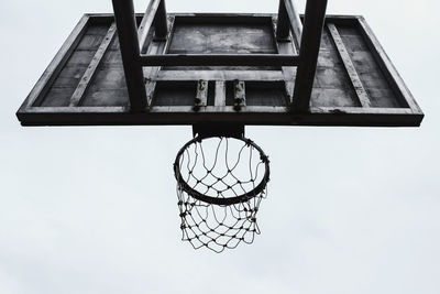 Low angle view of basketball hoop against sky