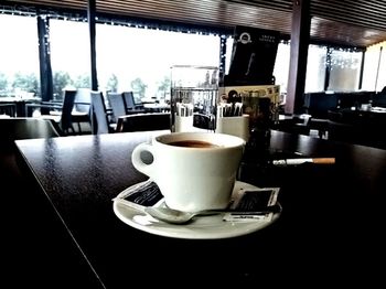 Coffee cup on table