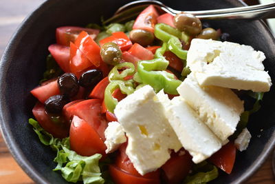 Close-up of cheese in salad