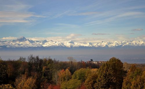 Panoramic view of landscape against sky during autumn