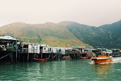 Scenic view of boat in sea