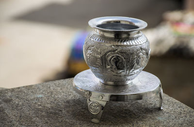 Close-up of glass jar on table