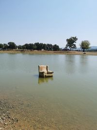 Scenic view of lake against clear sky