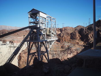 Built structure on landscape against sky