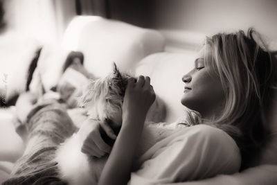 Close-up of woman relaxing