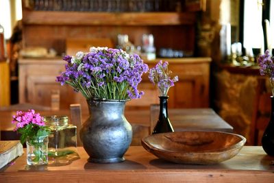 Close-up of flowers in vase on table