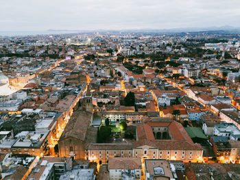 High angle view of townscape against sky