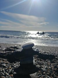 Scenic view of sea against sky on sunny day