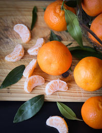 Close-up of oranges on table