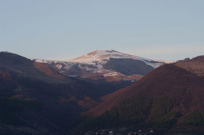 Scenic view of mountains against clear sky