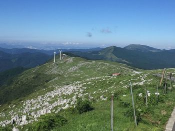 High angle view of mountains against sky