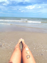 Low section of woman on beach