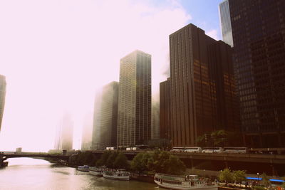 City skyline with river in background