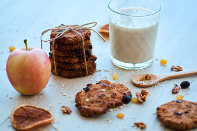 Close-up of breakfast on table