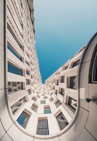 Low angle view of buildings against clear sky