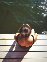 Man swimming in lake