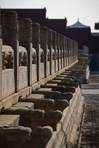 Columns in row of historic building