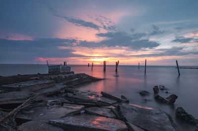 Scenic view of sea against sky during sunset