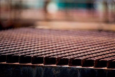 Close-up of rusty metal grate