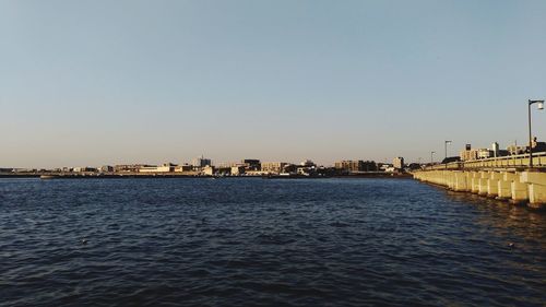 Scenic view of sea against clear sky