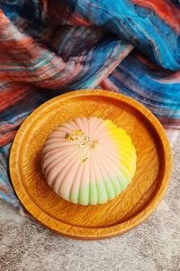 High angle view of orange fruit on table