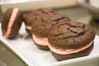 Close-up of dessert in plate on table