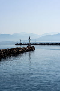 Scenic view of sea against clear sky
