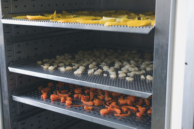 High angle view of food for sale