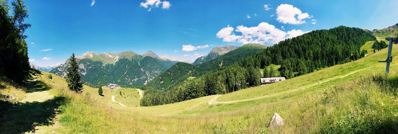 Panoramic view of landscape and mountains against sky