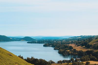 Scenic view of lake against clear sky