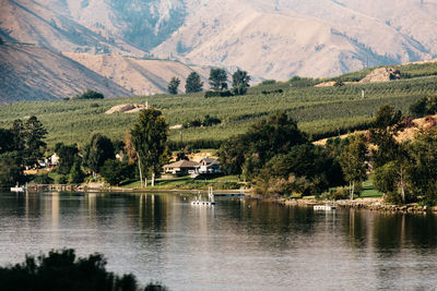 Scenic view of lake and mountains