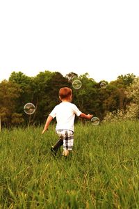 Full length of girl standing on grassy field