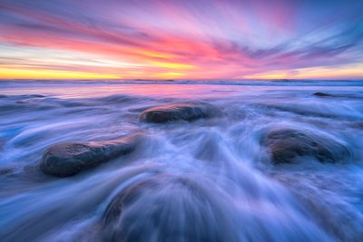 Scenic view of sea against sky during sunset