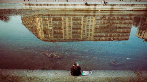 People sitting in water