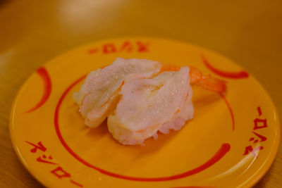 High angle view of breakfast served in plate