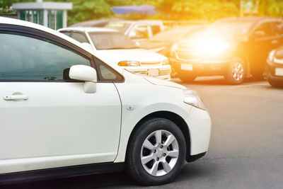 Close-up of car at showroom