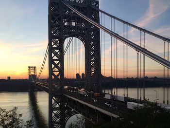 Suspension bridge over river