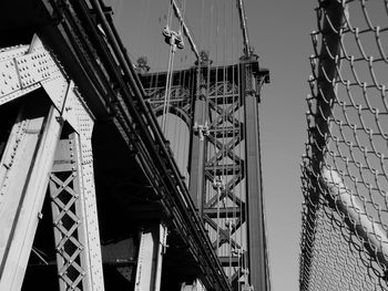 Low angle view of suspension bridge