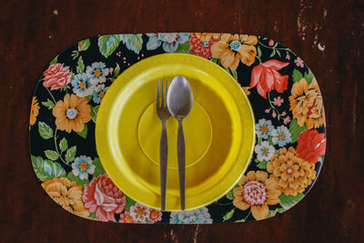 High angle view of food on table