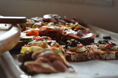 Close-up of meal served on table