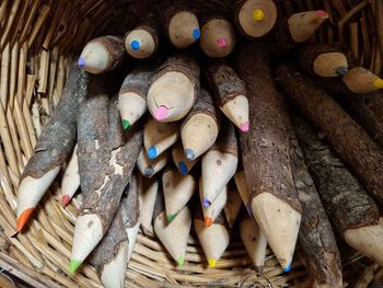 High angle view of firewood