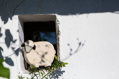Close-up of white window on wall