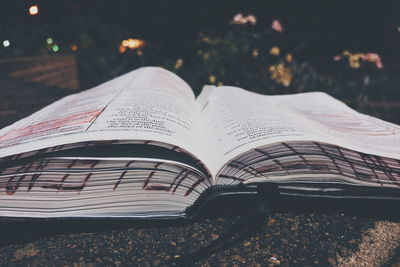 Close-up of open book