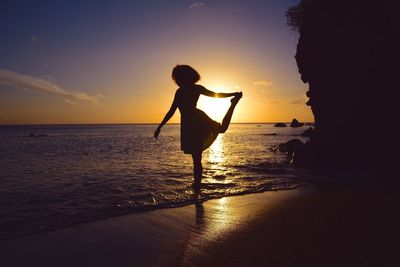 Scenic view of sea at sunset
