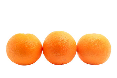 Close-up of orange fruits against white background