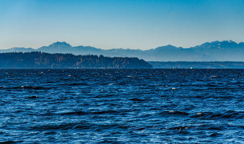 A scenic view of the puget sound from seahurst park in burien, washington.