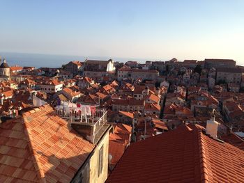 High angle view of townscape against sky