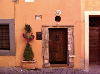 Closed door of building