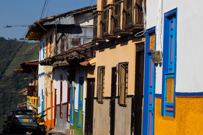 Beautiful streets at the historical downtown of the heritage town of salamina in colombia.